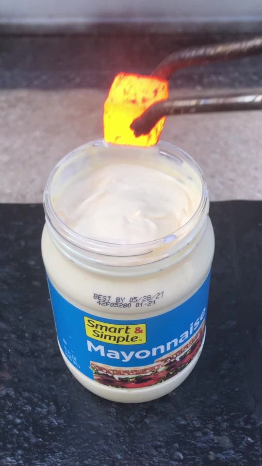 Lava cube vs mayonnaise #satisfying