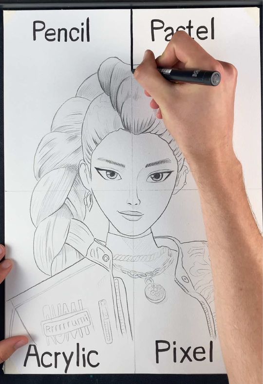 ASMR Drawing Rumi From Kpop Demon Hunters With 4 Different T