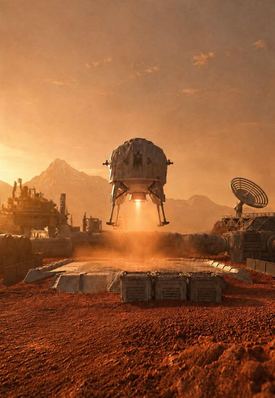 This is how I imagine a Mars base. Fully independent, built