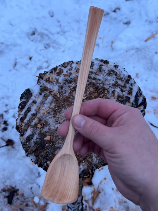 Nothing better than wet wood on a snowy day. #spooncarving #