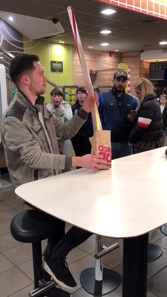So... I found a GIANT straw in my McDonald’s bag. 😳😱😂 @goubt