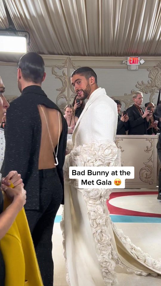 Wait for the 😏 #BadBunny is here at the 2023 #MetGala! #unve