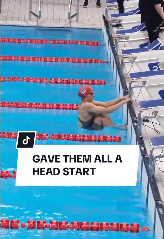 She gave them a head start and still won #swimming #winning 